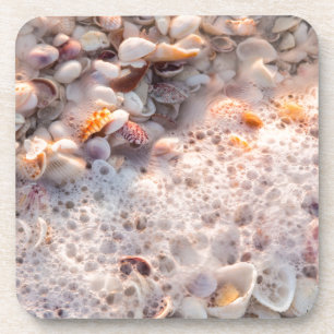 Dessous-de-verre Vagues entrantes et coquillages sur l'île de Sanib