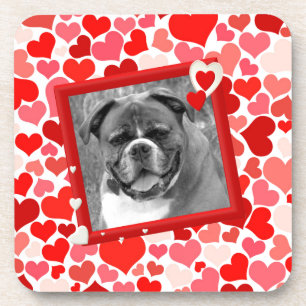 Dessous-de-verre Valentines Boxer Chien Coeurs