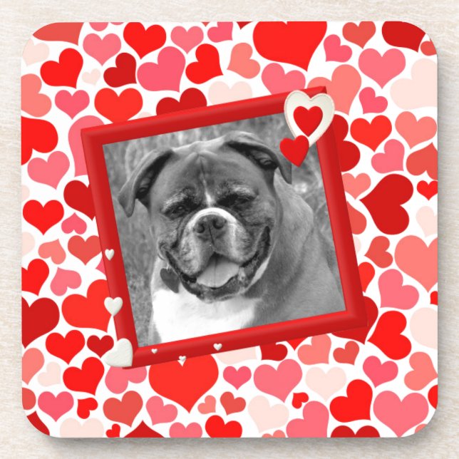 Dessous-de-verre Valentines Boxer Chien Coeurs (Devant)