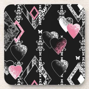Dessous-de-verre Valentines sans coutures Amour Jour Noir Coeurs mo