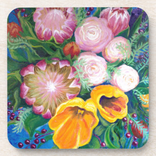 Dessous-de-verre Vase de fleurs — Protéas, tulipes et Roses