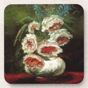 Dessous-de-verre Vase vintage avec Peonies, Vincent van Gogh.