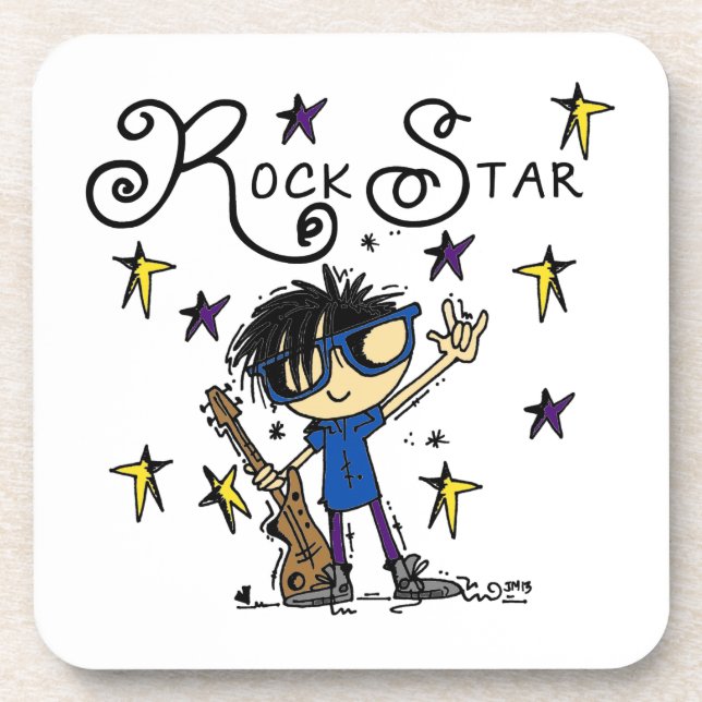 Dessous-de-verre Vedette du rock de garçon de cheveux noirs (Devant)