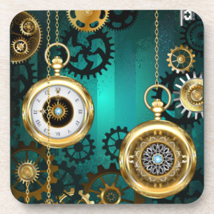 Dessous-de-verre Veille bijoux Steampunk sur un Arrière - plan vert