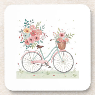 Dessous-de-verre Vélo avec des fleurs