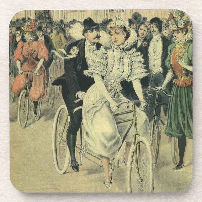 Dessous-de-verre Vélo neuf mariée et mariée Mariage victorienne (Devant)
