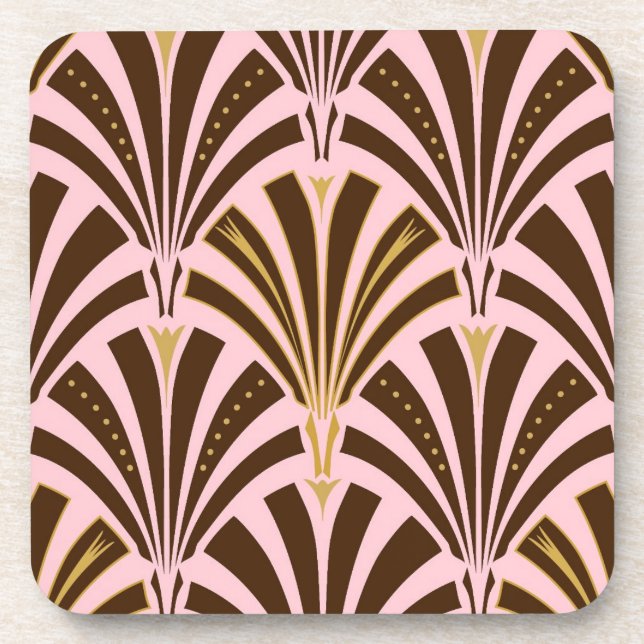 Dessous-de-verre Ventilateur Art déco motif - chocolat rose (Devant)