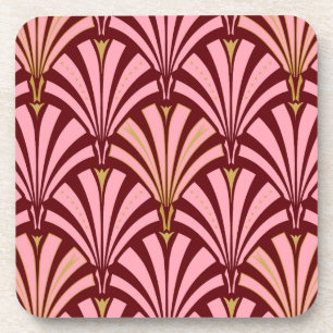 Dessous-de-verre Ventilateur Art déco motif - rose et marron