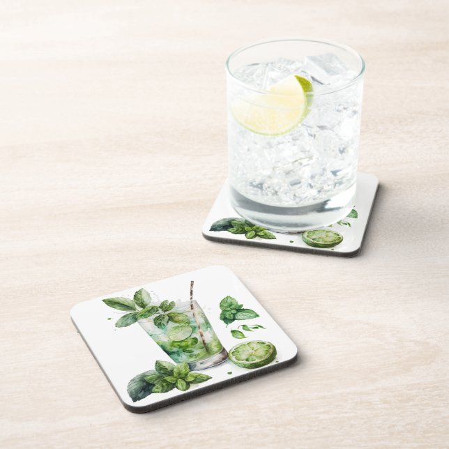 DESSOUS-DE-VERRE VERRE DE COULEUR D'EAU MOJITO À LA MINTE (Côté Droit)