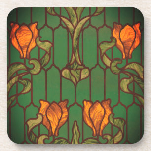Dessous-de-verre Verre tendu look floral Art nouveau fleurs