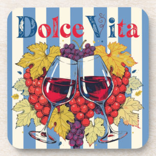 Dessous-de-verre Verres à vin Rustic Amalfi Blue Striped Dolce Vita