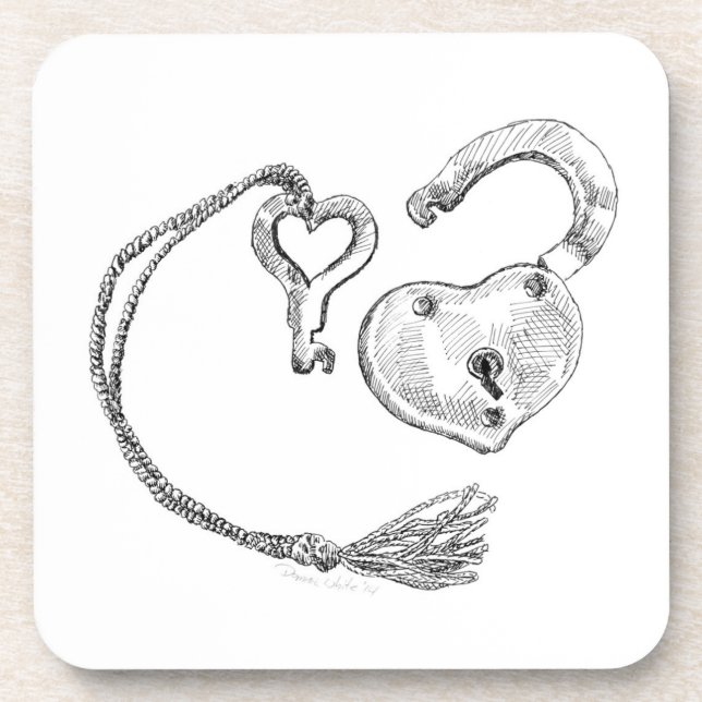 Dessous-de-verre Verrouillage du coeur et clé (Devant)