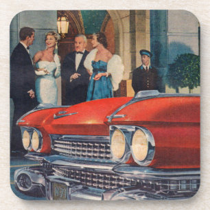 Dessous-de-verre vers 1960 calandre cadillac rouge