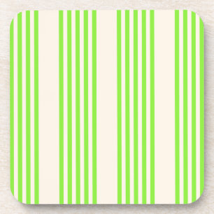 Dessous-de-verre Vert citron vert et beige cinq rayures motif