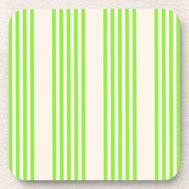 Dessous-de-verre Vert citron vert et beige cinq rayures motif (Devant)