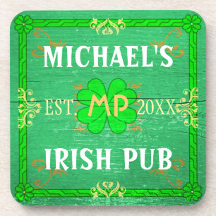 Dessous-de-verre Vert irlandais de Pub de barre à la maison