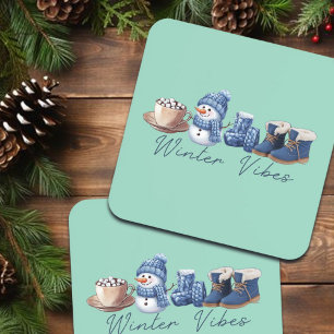 Dessous-de-verre Vibes d'hiver Friendly Snowman