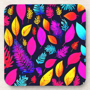 Dessous-de-verre Vibrant Néon Foliage : Captivant Motif Feuille