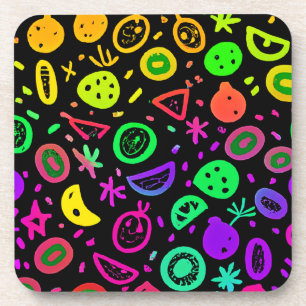 Dessous-de-verre Vibrant Neon Fruits Motif Art