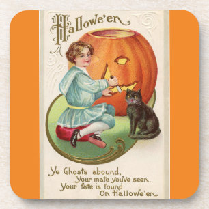 Dessous-de-verre Victorian Boy Carving Citrouille Halloween