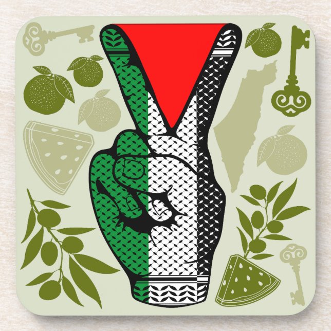 Dessous-de-verre Victory Sign Hand Resistance Red Triangle Symbol (Devant)