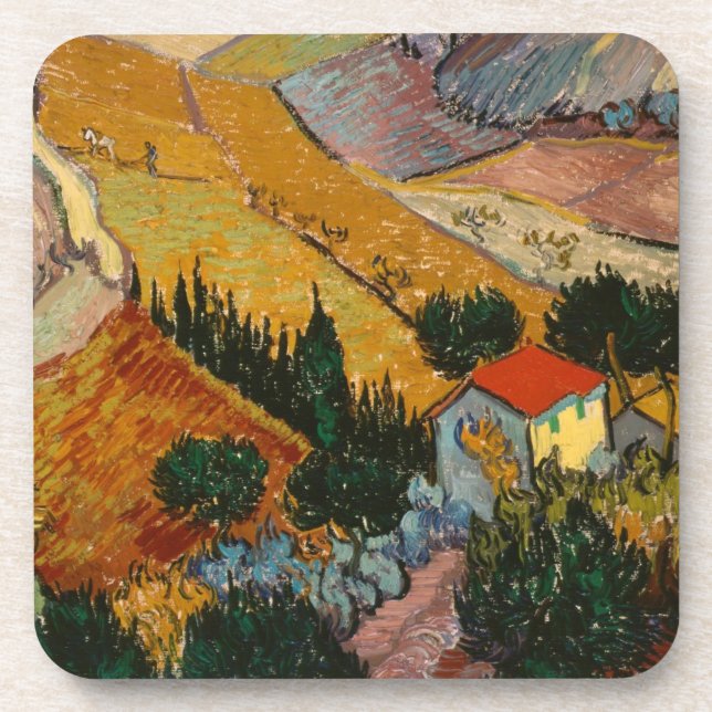 Dessous-de-verre Vincent van Gogh | Paysage avec Maison & Plowman (Devant)
