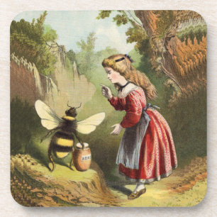 Dessous-de-verre Vintage Bee Victorian Girl Honey Pot Forest