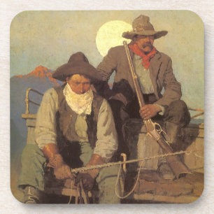Dessous-de-verre Vintage Cowboys, l'étape de la paye par NC Wyeth
