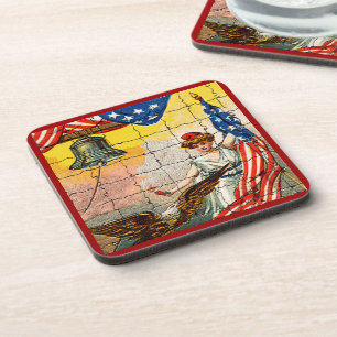 Dessous-de-verre Vintage dame, aigle, drapeau et liberté Bell Mosia