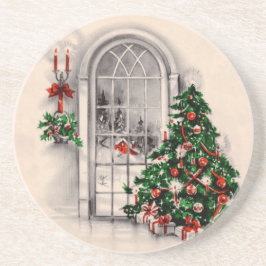 Dessous de verre Vintage de la fenêtre de Noël