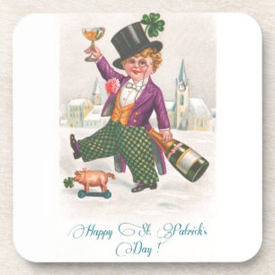 Dessous-de-verre Vintage Happy Jour de la Saint Patrick Shamrock Ch