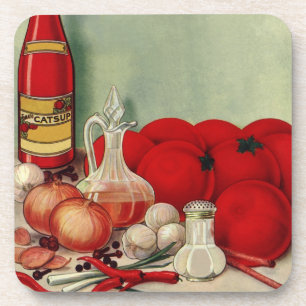 Dessous-de-verre Vintage Italien Alimentation Tomate Onions Poivron
