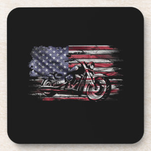 Dessous-de-verre Vintage Motorcycle USA Drapeau Retro Biker, Motorc