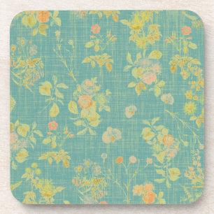 Dessous-de-verre Vintage Ressort  Ressort Floral Motif Turquoise