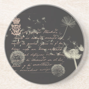 Dessous de verre vintages de pissenlit d'écriture