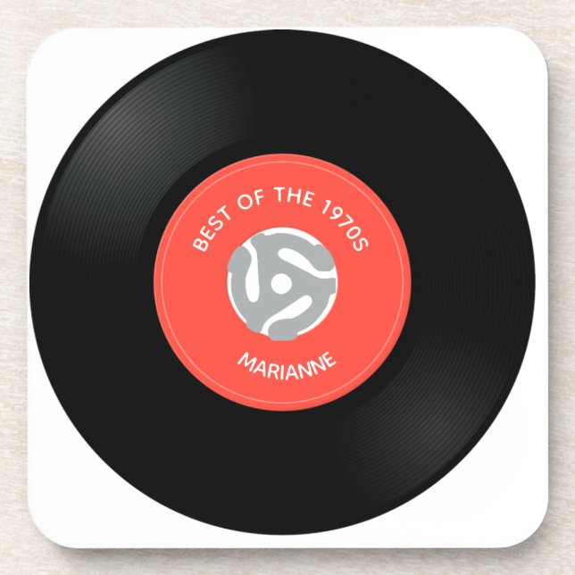 Dessous-de-verre Vinyl Record Single "45" Design Beverage Coaster (Devant)