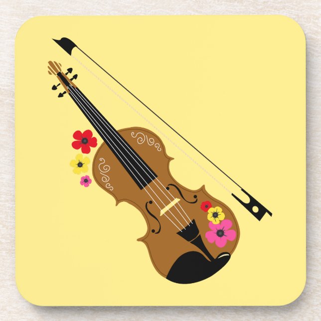 Dessous-de-verre Violoniste Joli Violon Floral (Devant)