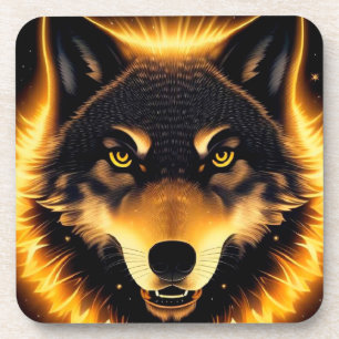 Dessous-de-verre Visage de Loup Doré pour Décoration de Boisson Mod
