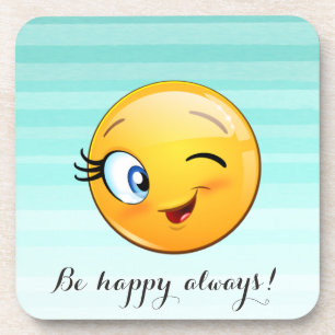 Dessous-de-verre Visage d'Emoji clin d'œil adorable - Soyez heureux
