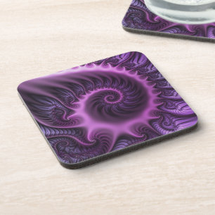 Dessous-de-verre Vivid Cool Abstrait rose violet Fractal Art Spiral