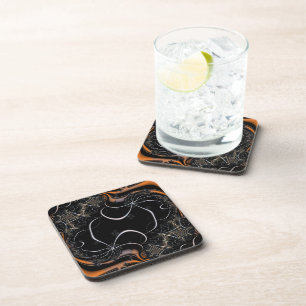 Dessous-de-verre Voici Halloween Art fractal noir et orange