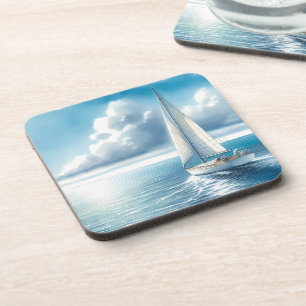 Dessous-de-verre Voilier Solitaire à l'Horizon Bleu