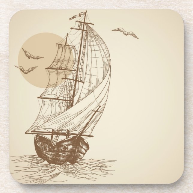 Dessous-de-verre Voilier vintage (Devant)