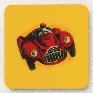 Dessous-de-verre Voiture de course automobile jaune rouge