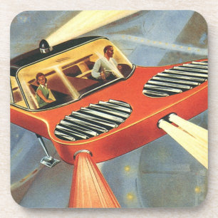 Dessous-de-verre Voiture volante de science-fiction vintage