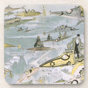 Dessous-de-verre Voitures de science-fiction futuristes vintage, ta