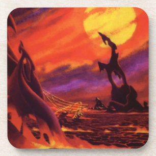 Dessous-de-verre Volcano Planète de science-fiction vintage avec La