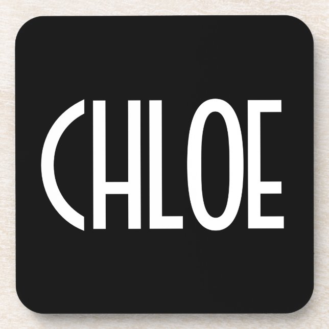 Dessous-de-verre Votre nom, texte gras blanc | Noir (Devant)