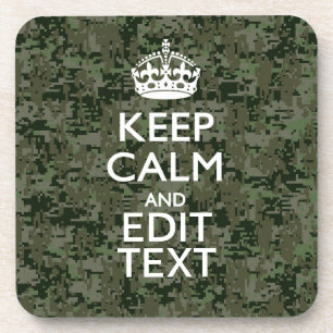 Dessous-de-verre Votre texte Camouflage numérique Bois Conserver le