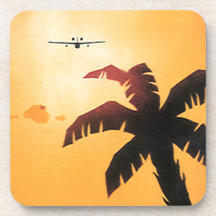 Dessous-de-verre Voyage Vintage, Avion au-dessus des îles hawaïenne